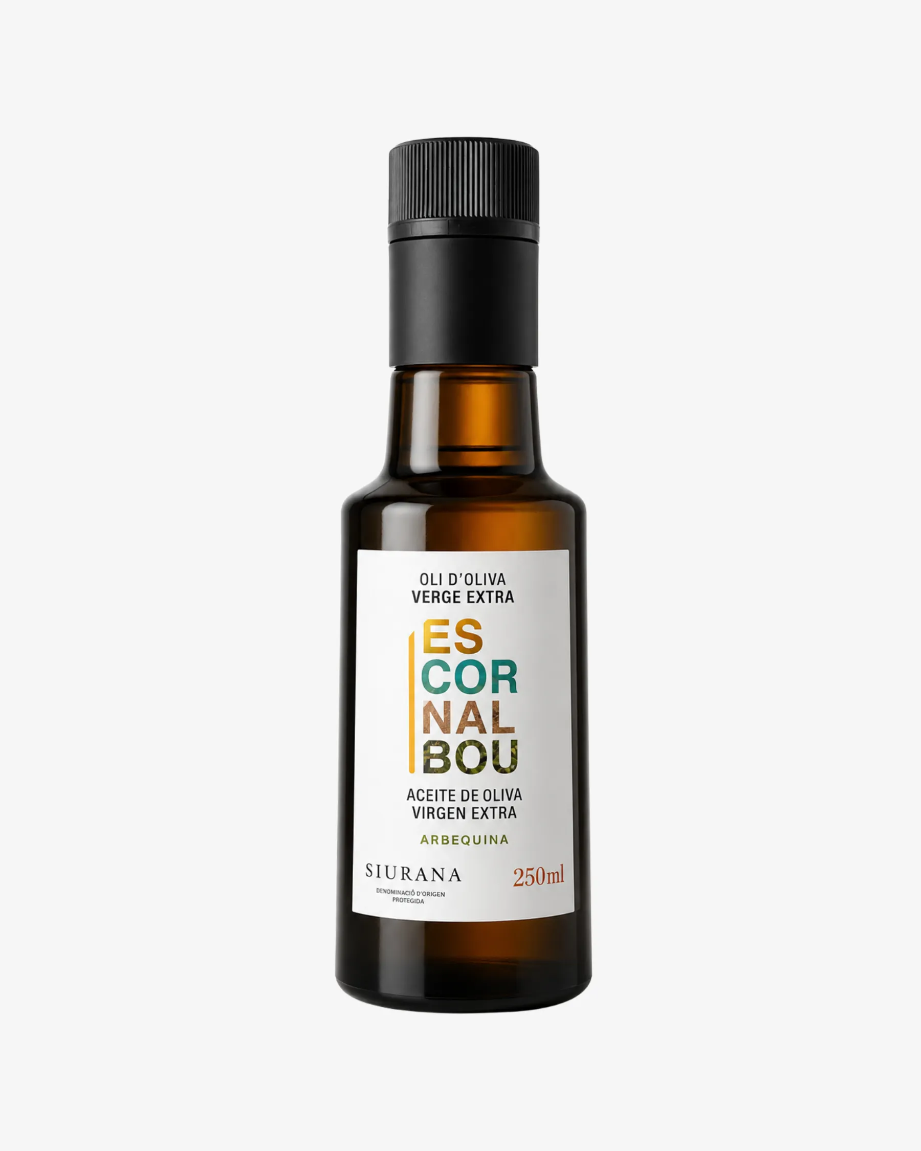 Aceite de oliva virgen extra variedad arbequina Escornalbou Gourmet en botella de cristal de 250ml