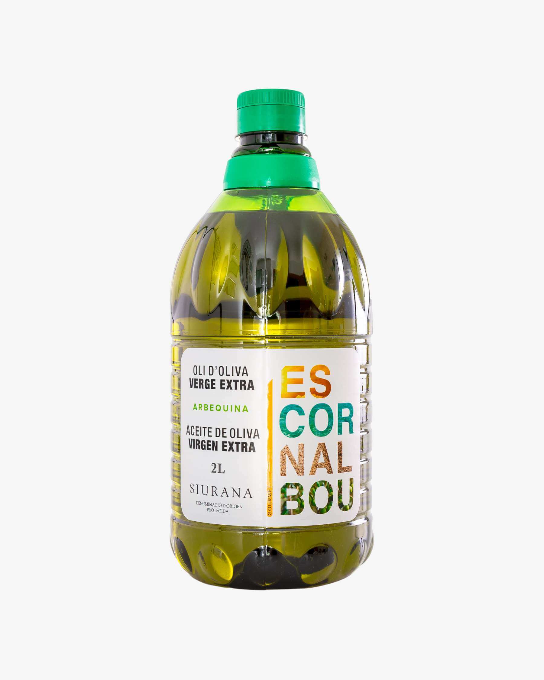 Comprar aceite de oliva virgen extra variedad arbequina Escornalbou Gourmet en garrafa PET oscura de 2 litros