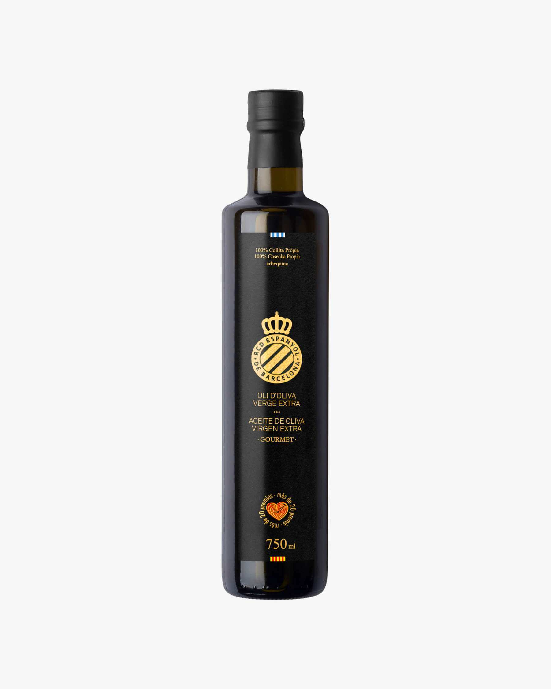 Buy 500 ml Extra Virgin Olive Oil 100% Arbequina RCD Espanyol - Glass Bottle | Escornalbou Gourmet