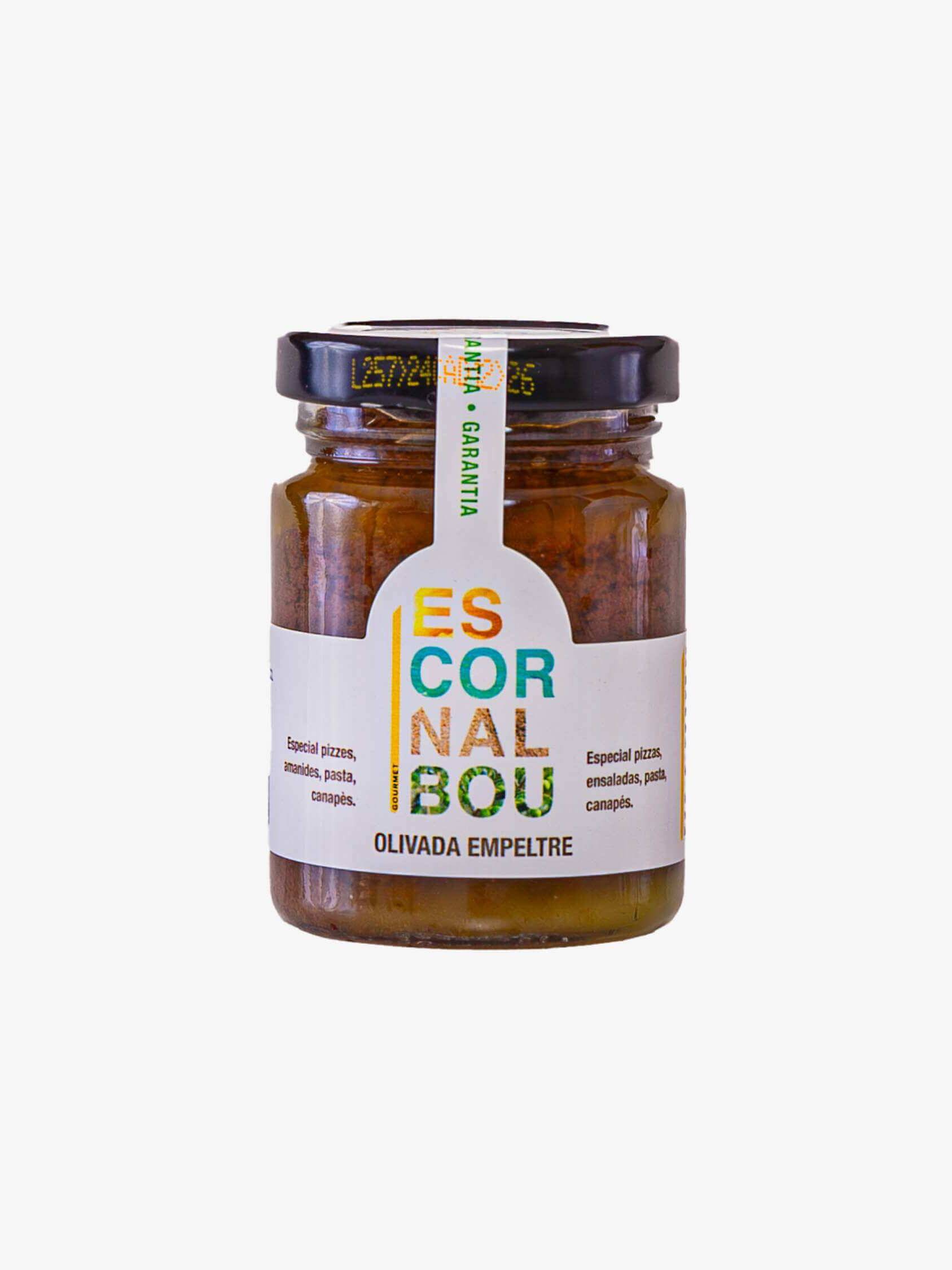 Olivada empeltre Escornalbou Gourmet bote cristal 90 gramos