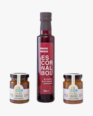 Comprar PACK de vinagre de vino garnacha, olivada de arbequina y olivada de empeltre Escornalbou Gourmet
